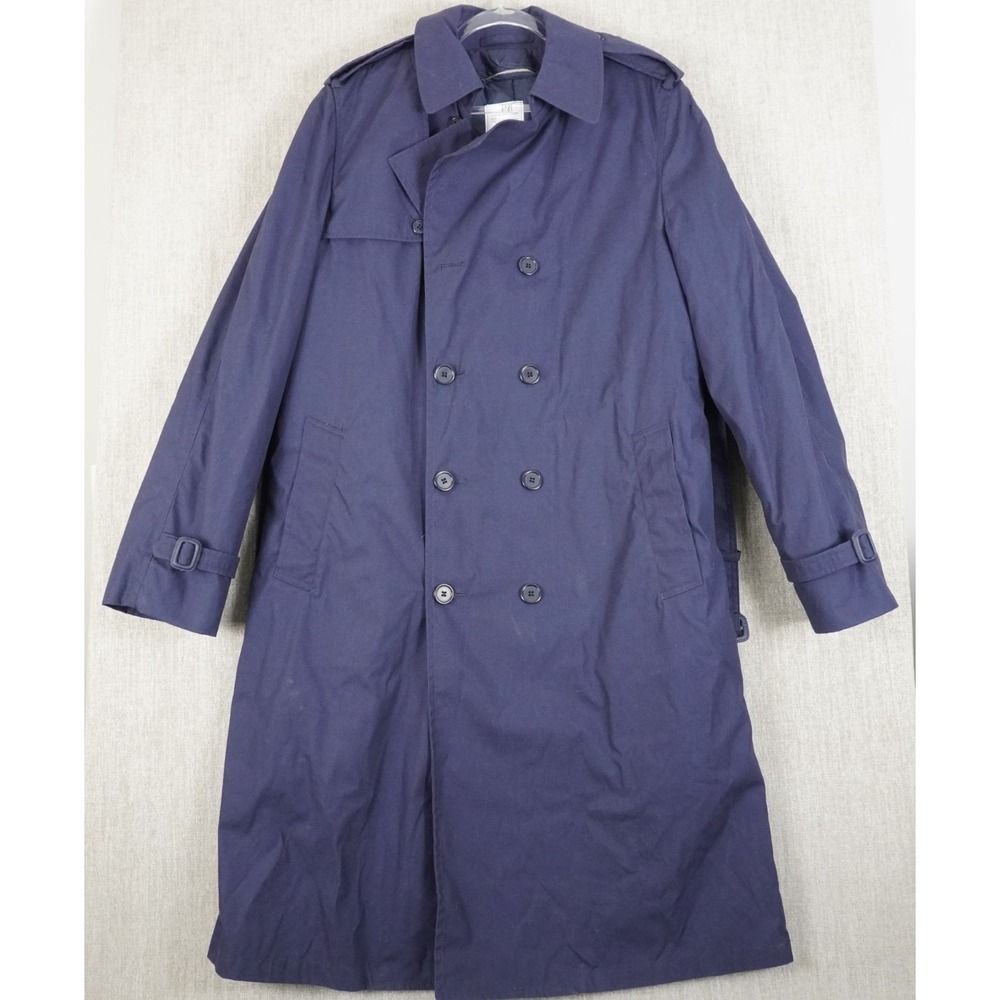 Vintage US Navy All Weather Trench Coat Men 42XL Blue 8405-01-175-2295 w/Tie